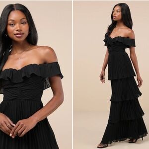 LULUS Sexy Prom Wedding Bridesmaid Tiered Ruffles Flowy Elegant Maxi Dress